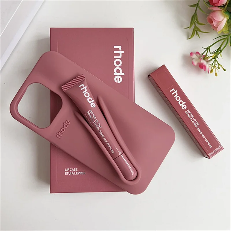 Telefoonhoesje met lippenstift- en lipglosshouder van siliconen voor iPhone 16 17 Air 15 14 13 12 11 Pro Max Plus