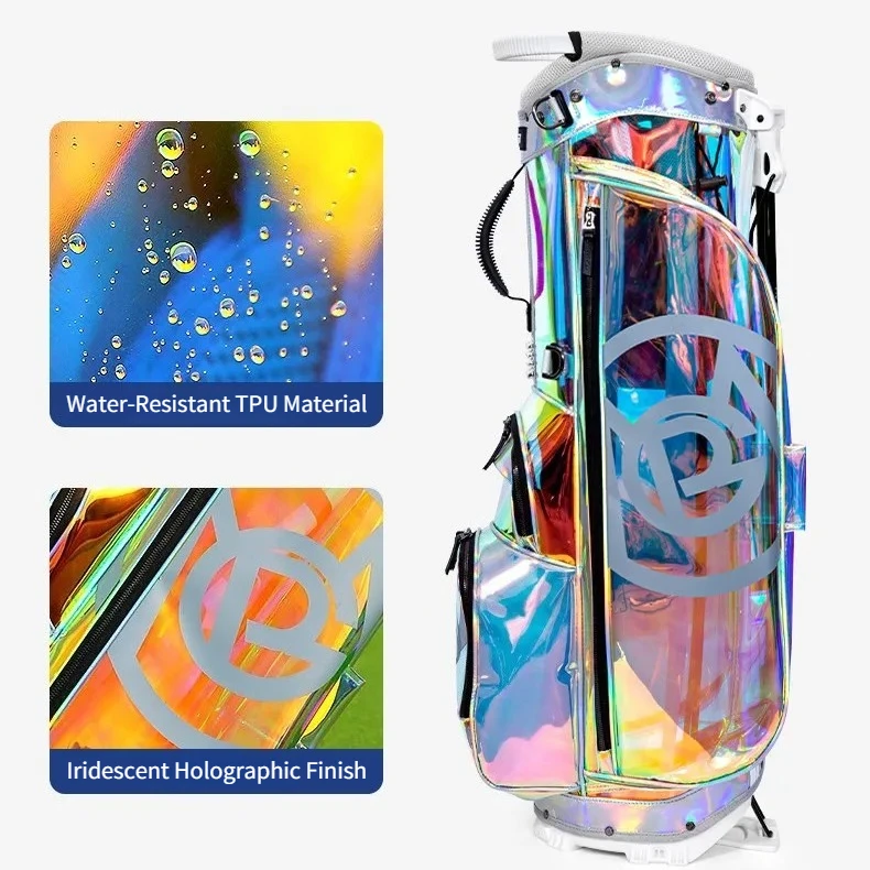 PGM New Golf Stand Bag for Women, Portable Golf Club Bag with Colorful Transparent Design Lightweight Storage Bag for Outdoor