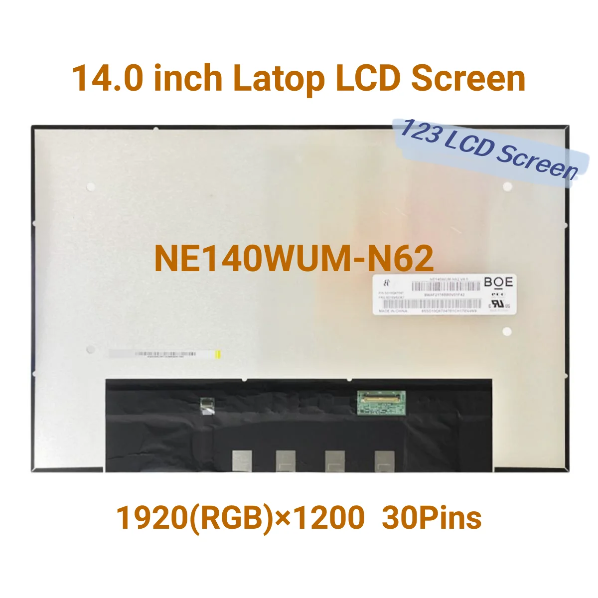 LCD LED Screen Panel Display, apto para NE140WUM-N62, V8.0, LP140WU1-SPB1, B140UAN02.1, IPS, 1920 × 1200, 14 em