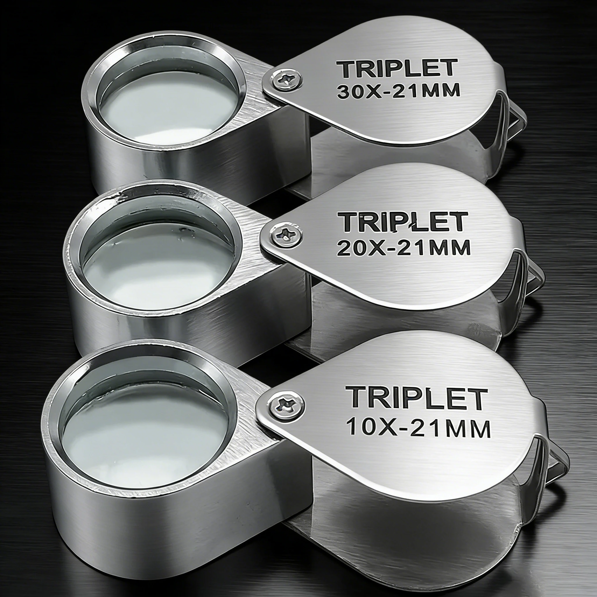 10-30X Pocket Jewelry Loupe Magnifier Foldable Triplet Jewelers Eye Magnifying Glass for Reading Inspection Tool