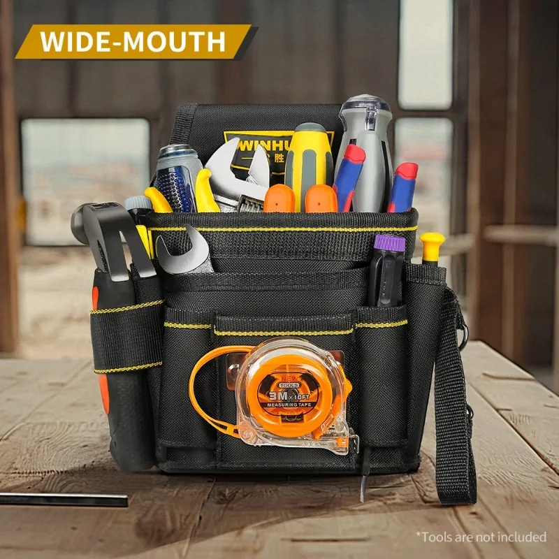 Multifunctional Electrician Waist Tool Bag, Wear-resistant Fabric Portable Utility Pouch No Assembly Needed