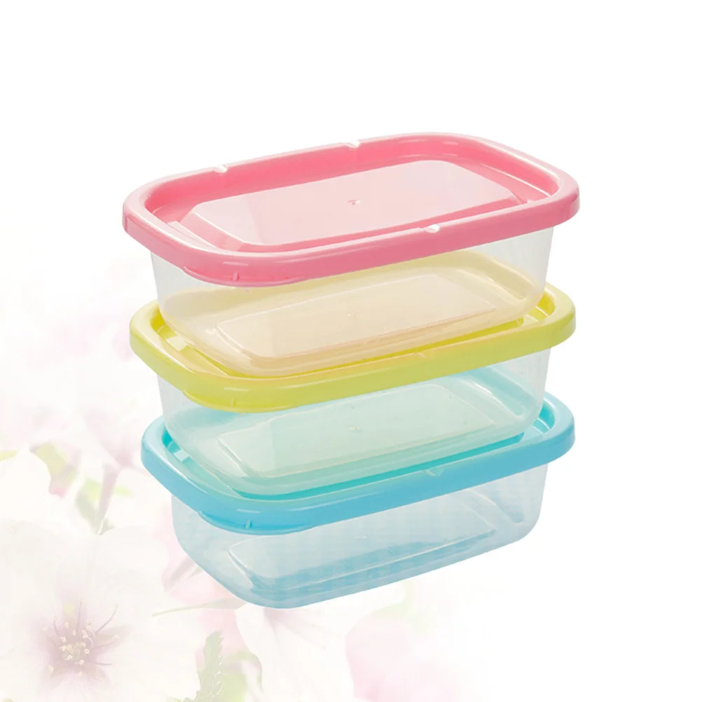 4pcs 200ml Plastic Crisper Rectangular Food Container Kitchen Sealed Box For Refrigerator Microwave Oven Leakproof