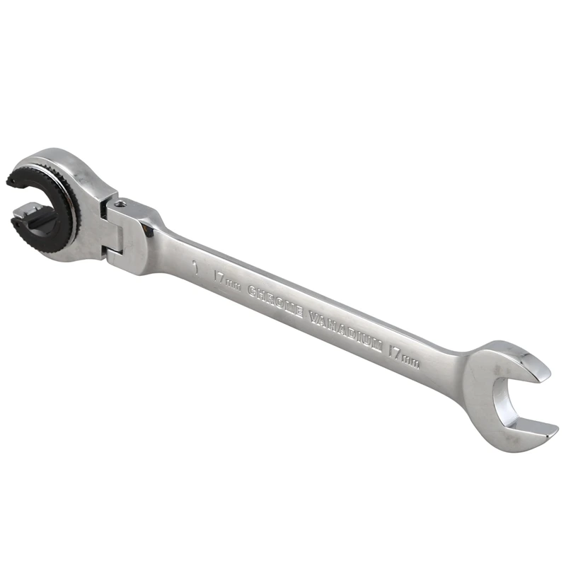 

17Mm Tubing Ratchet Wrench 180 Degree Adjustable Head Adjustable Wrench Double-Ended Open End Ratchet Wrench