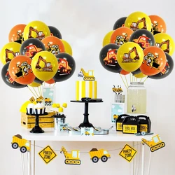 15pcs Construction Vehicle Theme Party Balloon Decoration Excavator Balloon Decoration Children Boys Birthday Party Supplies