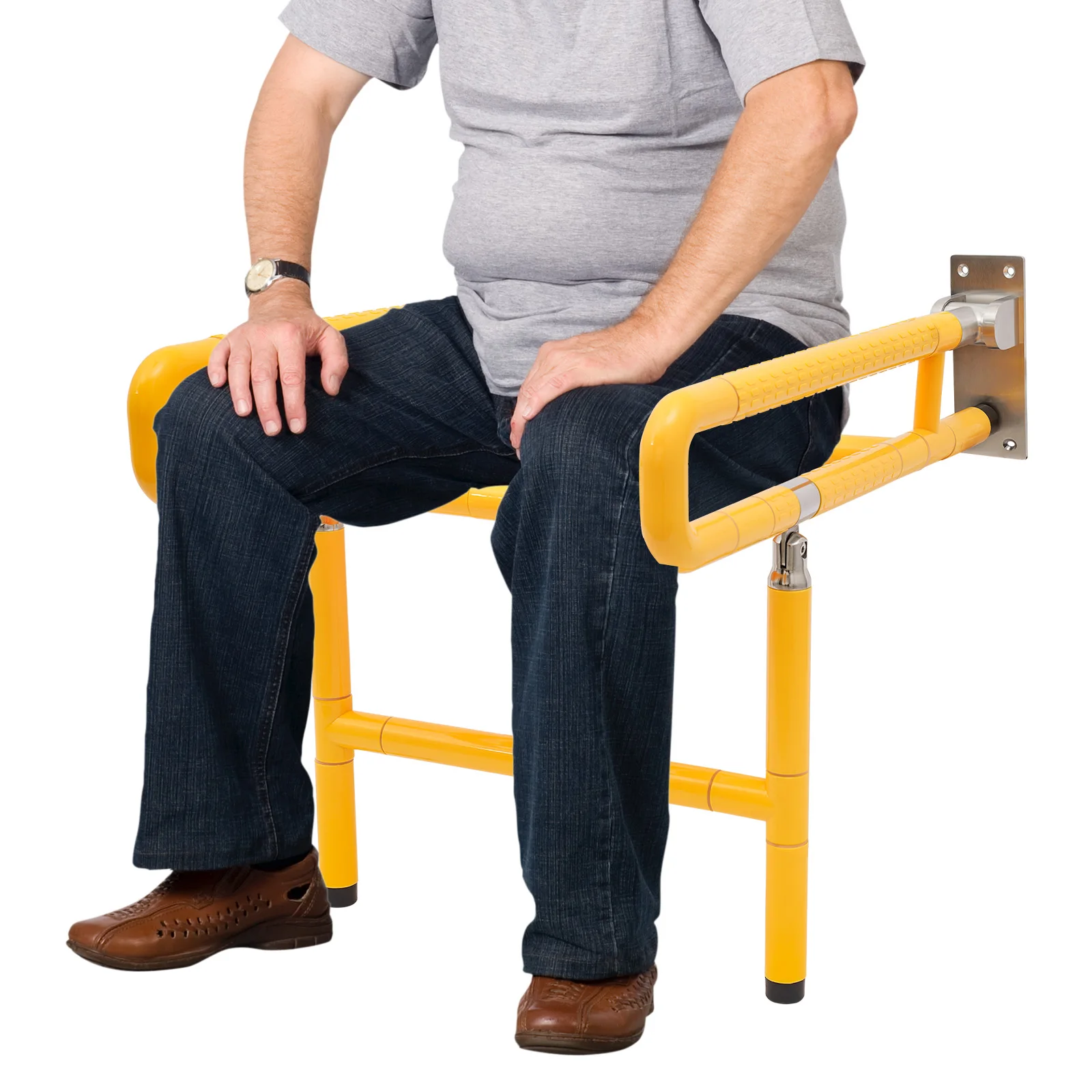 

Настенное складное сиденье для душа, желтое | 90 ° Складной стул для душа, грузоподъемность 200 кг, конструкция из ABS-пластика и нержавеющей стали