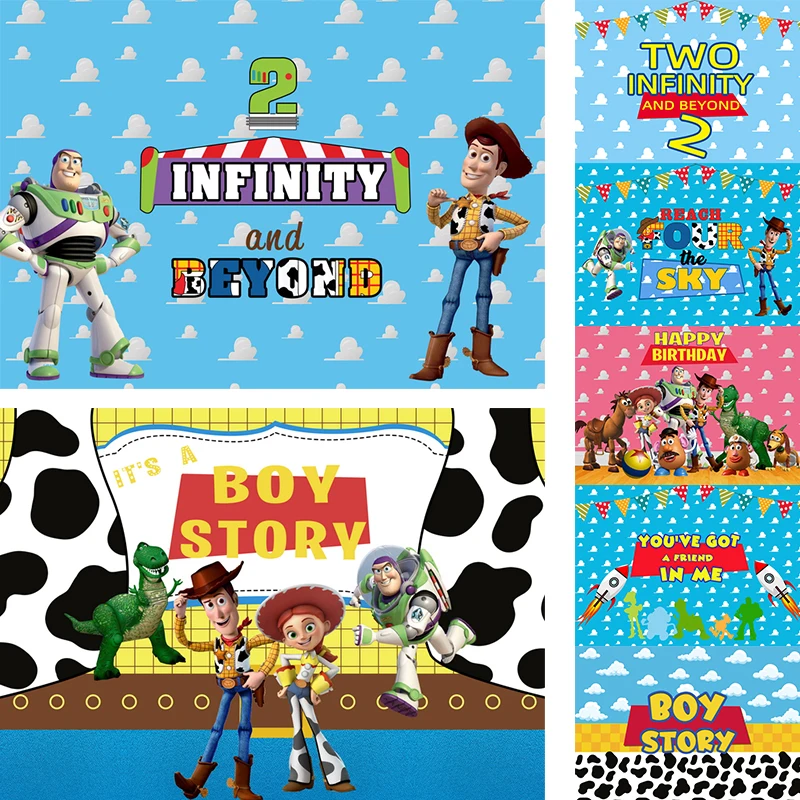 Toy Story Children Photography Backdrops for Boy Birthday Party Decor First Birthday Cartoon Photo Background Home Decorations