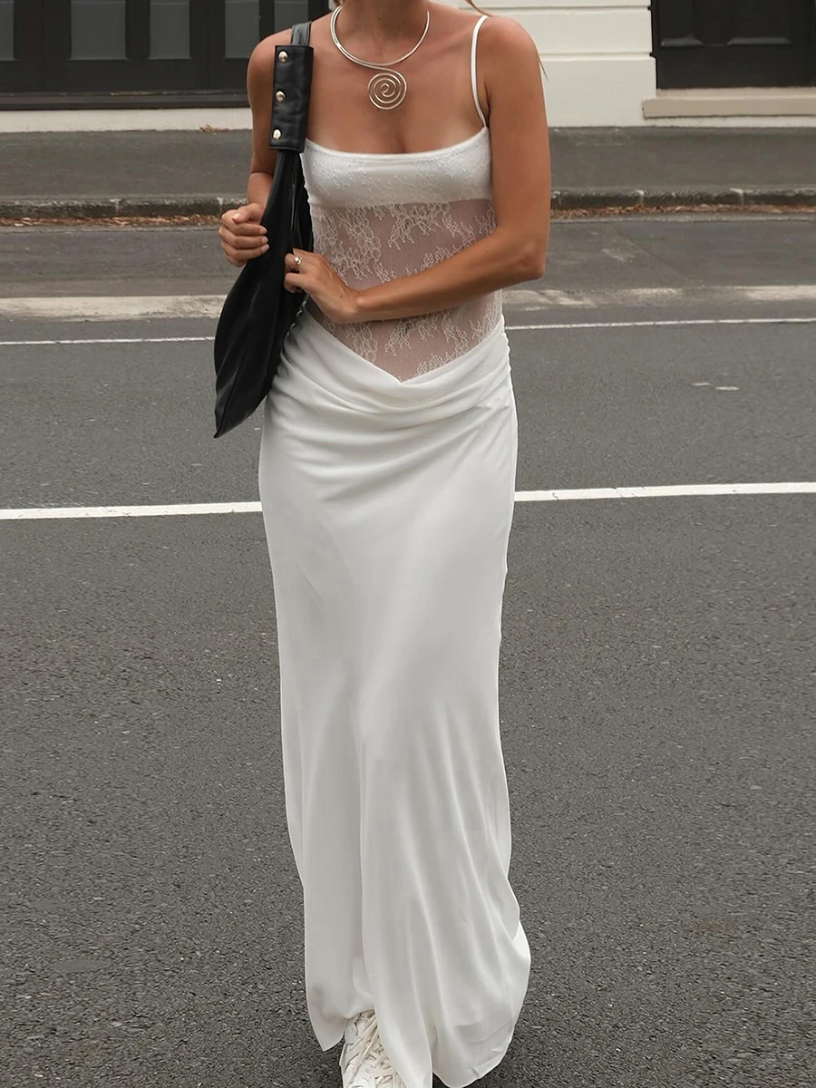 Robe longue d'été Sexy pour femmes, sans manches, dos nu, dentelle, Patchwork, robes de plage, offre spéciale, nouvelle collection, S-XL