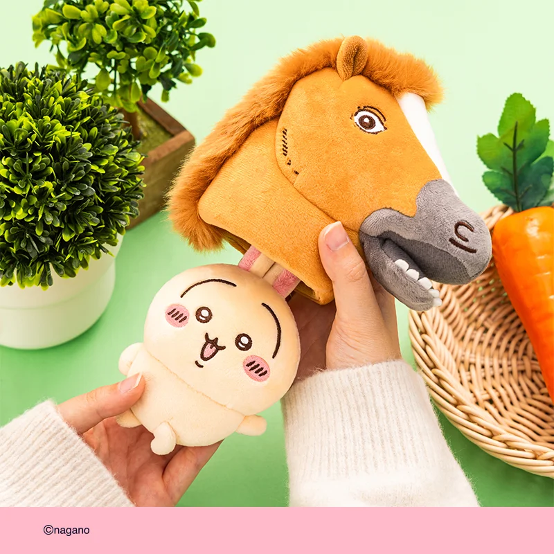 Chiikawa Usagi Horse Mask Plush Keychain Cute Soft Stuffed Pendant Bag Charm Backpack Hanging Ornament Cosplay Collectible Gift