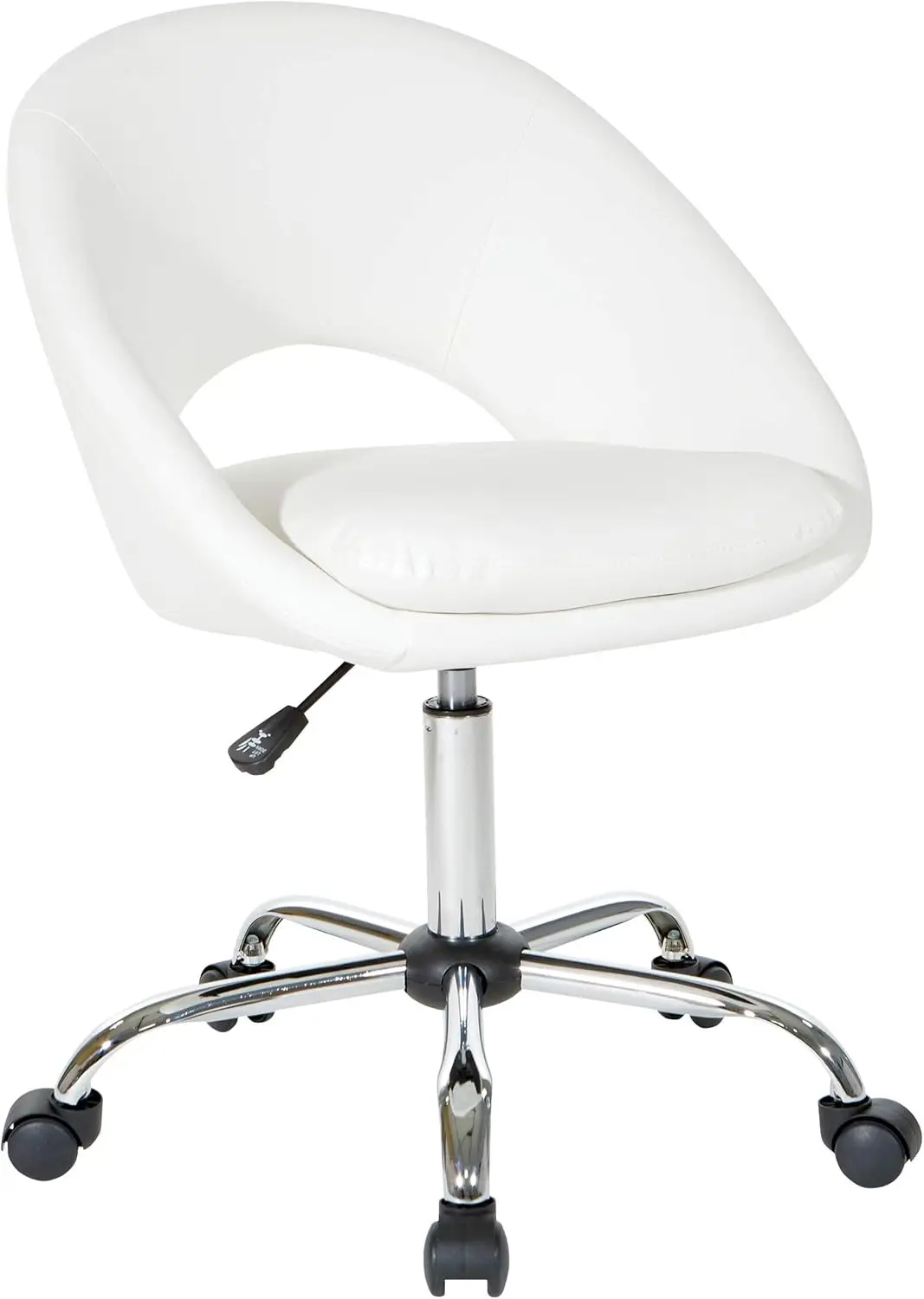 

Milo Office Chair,Adjustable Height, Engineered Wood, Faux Leather, Chrome, Fabric, White
