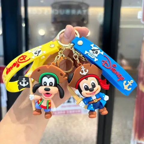 Pirate Stitch Keychain, Cute Goofy Mickey Donald Duck Dale PVC Doll Keychain, for Bag Car Keyring Decor Stocking Stuffers Gift
