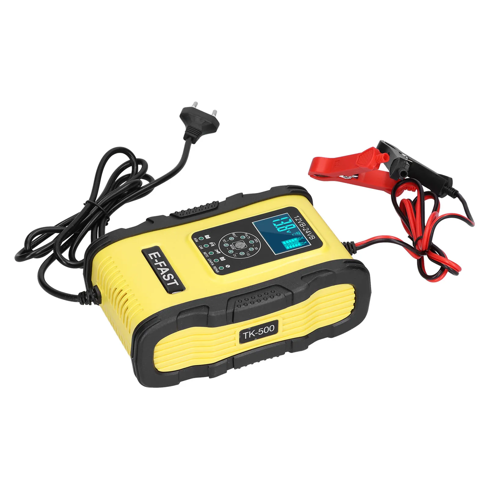 Intelligent Battery  EU Plug 100‑240V 7‑Stage Charging Smart Battery Maintainer for Motorcycle for Lawn Mower for Boat