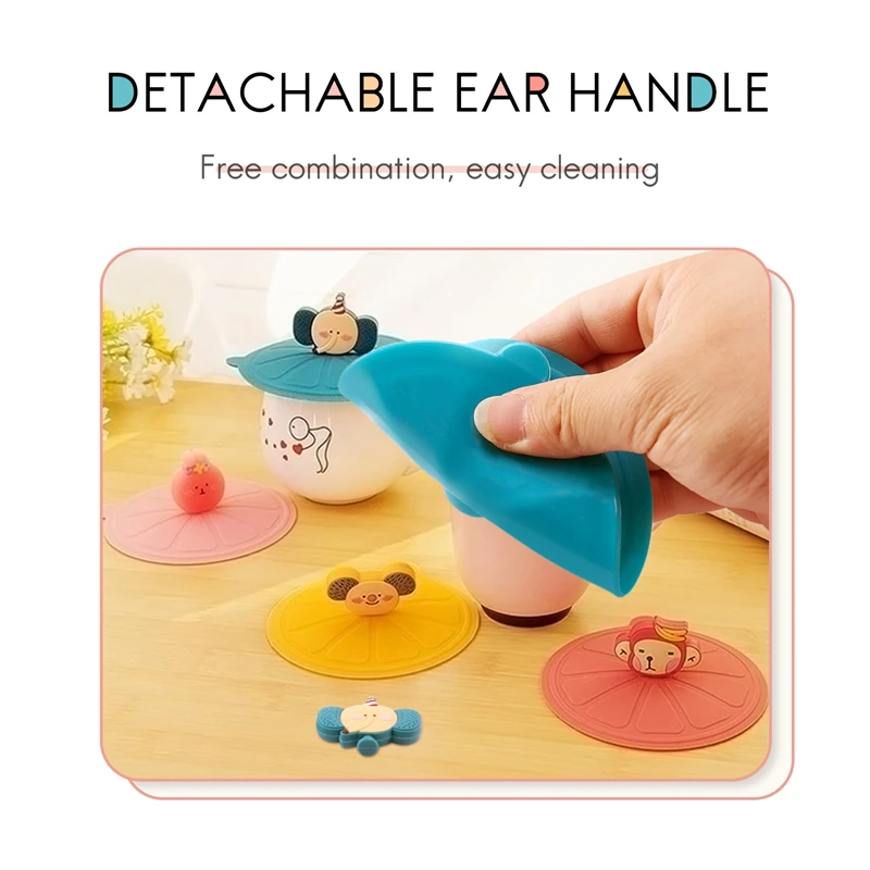 غطاء كوب من السيليكون، أغطية أكواب من السيليكون، غطاء كوب زجاجي كرتوني، أغطية أكواب مضادة للغبار قابلة لإعادة الاستخدام