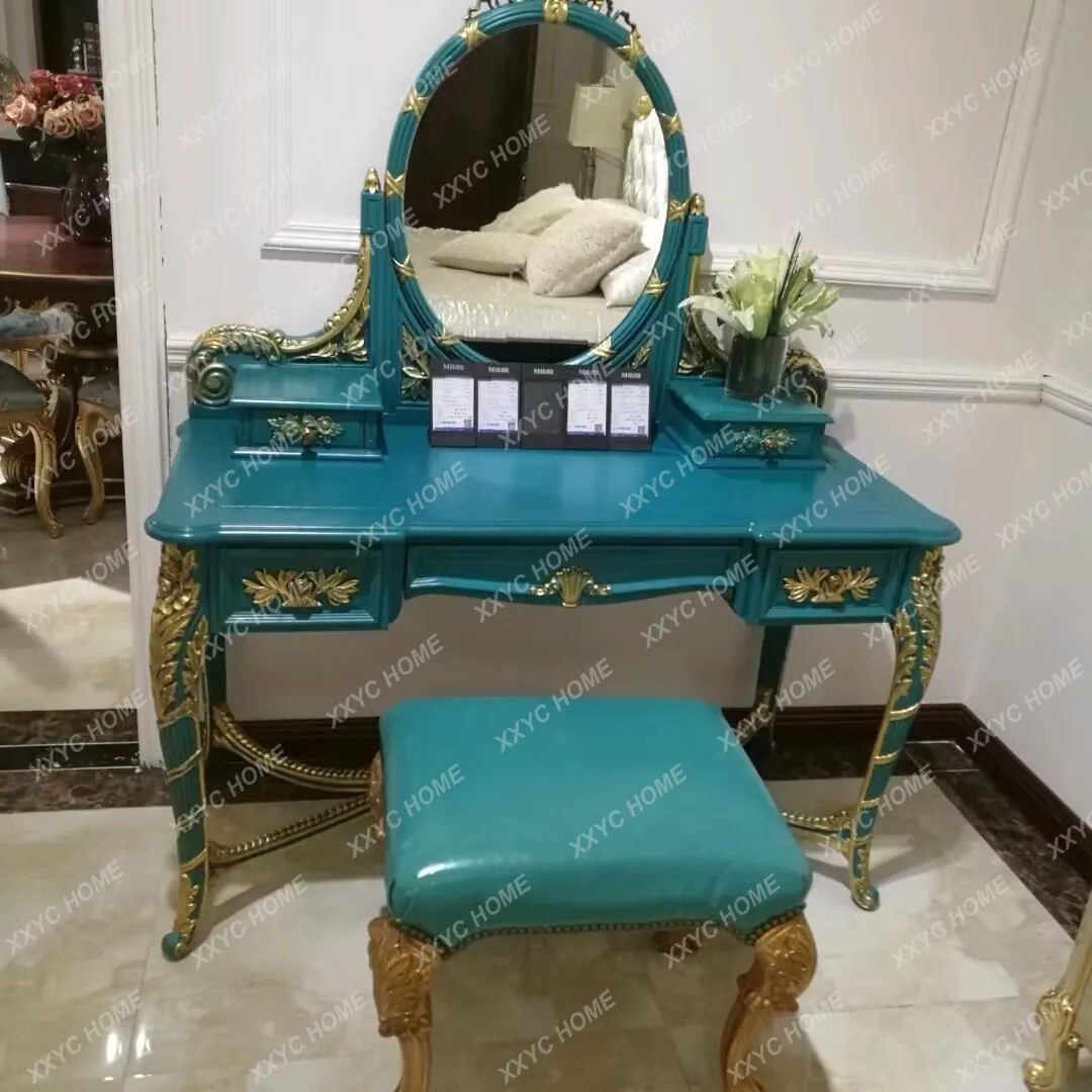

Solid Wood Bionic Engraving New Chinese Dresser Imported Beech High-end Painted Retro Makeup Table