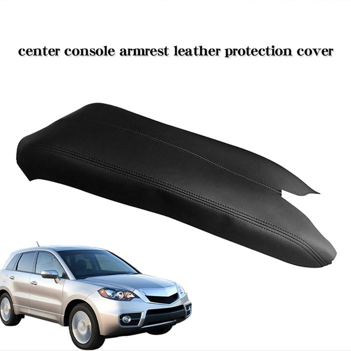 Car Microfiber Leather Center Console Seat Box Pad Armrest Cover Protective Cover for Acura RDX 2007-2012 Black