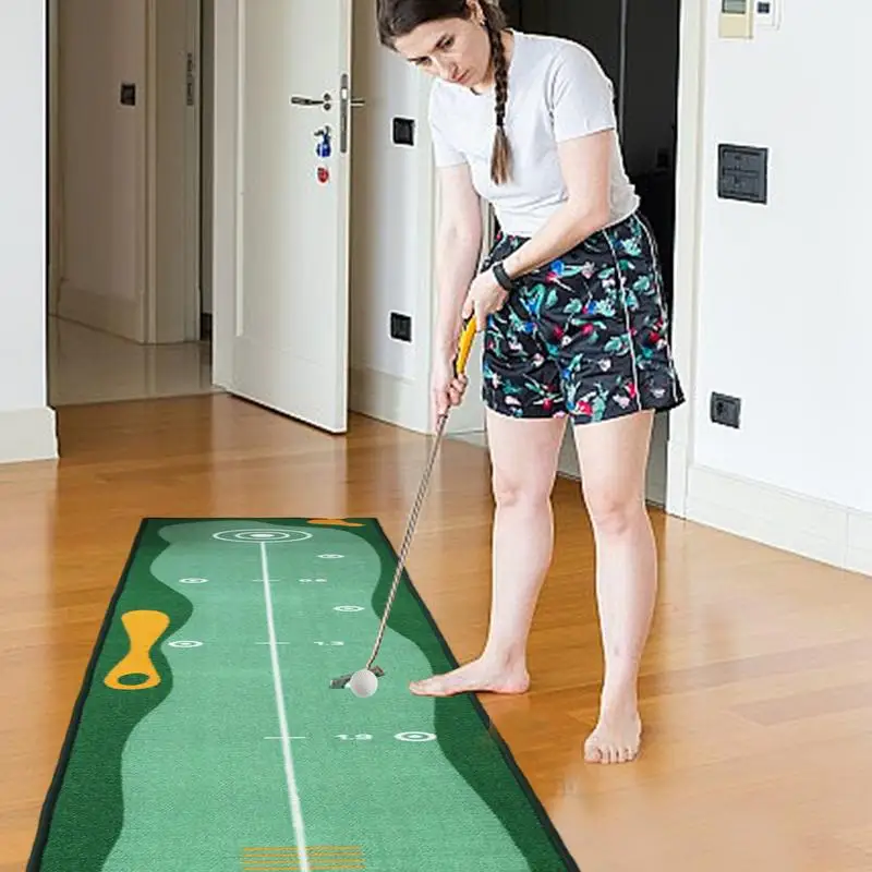 Golf Putting Practice Mat Golf Putting Training Mastery Aid Putting Mat Indoor Golf With Distance Marker For Home Gym Patio Yard