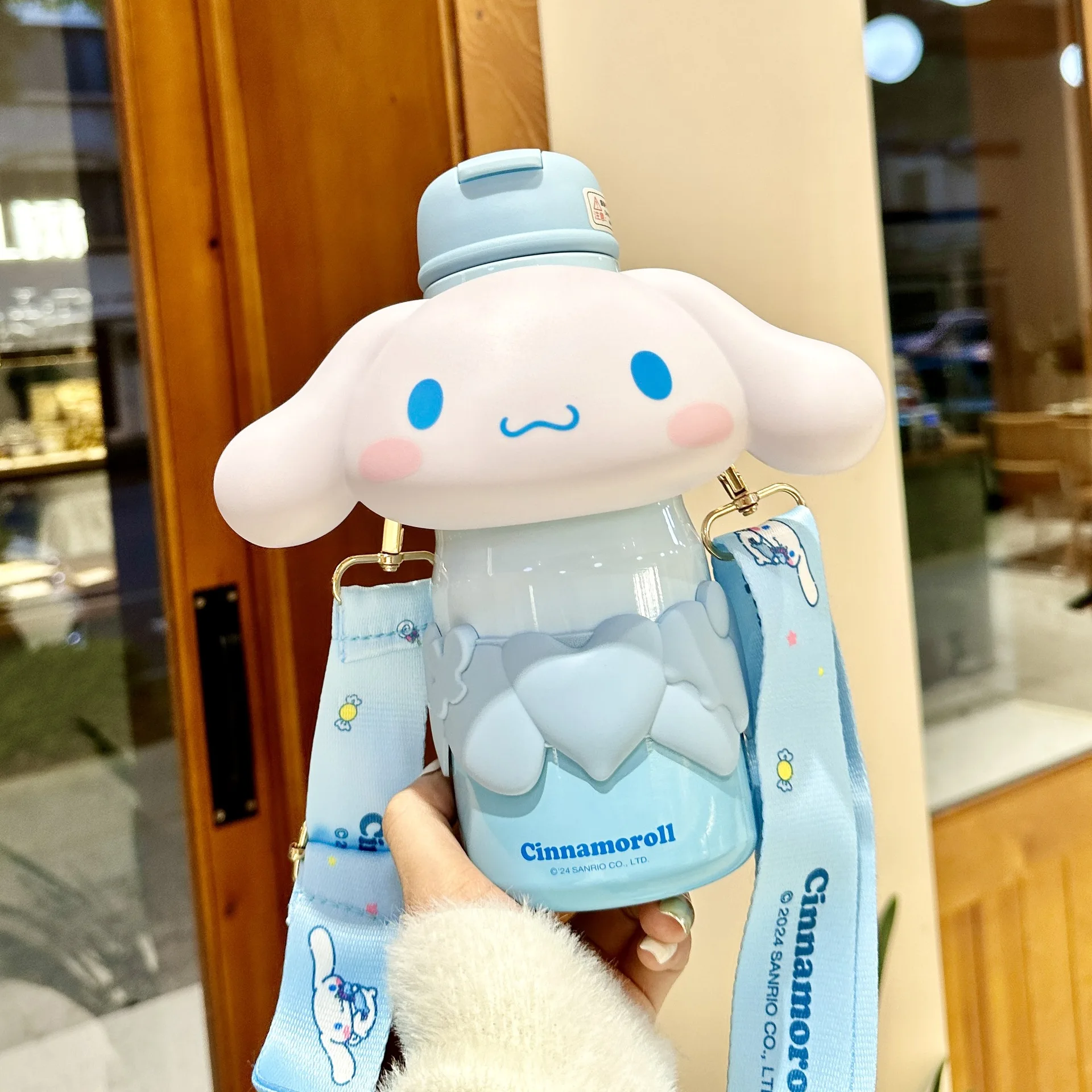 650ML Kawaii Sanrio Hello Kitty Kuromi Cinnamoroll Thermos Cup Insulated Cup for Girls Children Straws Water Cups Christmas Gift