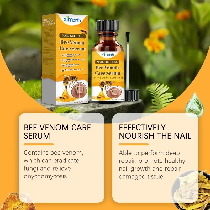 Bee Venom Onychomycosis Care Solution Nails Repairing Serum Nourishing Cracked Discolored Nails Essence Nail Treatment Liquid