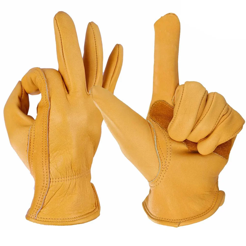 

1Pair Gloves Skidproof Odorless Cattlehide for Industrial Manufacturing and Gardening Yellow Gloves