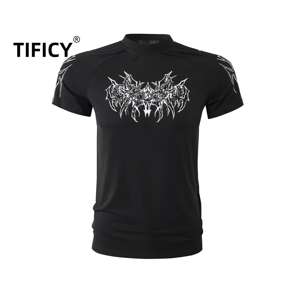 High Street Teed Tshirts Summer Short Sleeved Men's Fitness Top Quick Drying Training Sports Jersey T-shirt Slim Cycling Suit