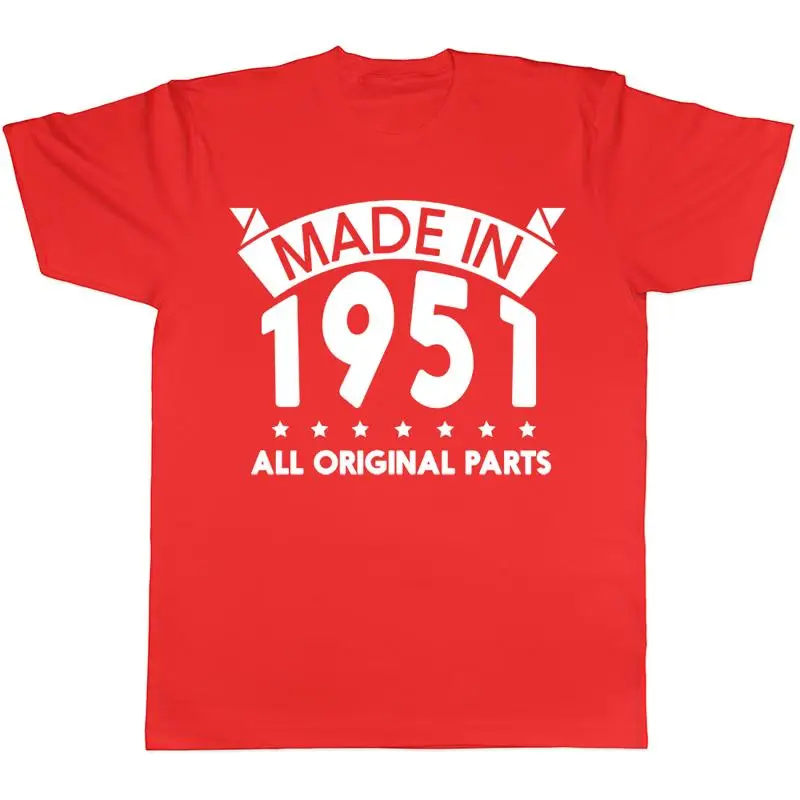 

Сделано в 195 году, все оригинальные детали, забавная мужская футболка с коротким рукавом на день рождения