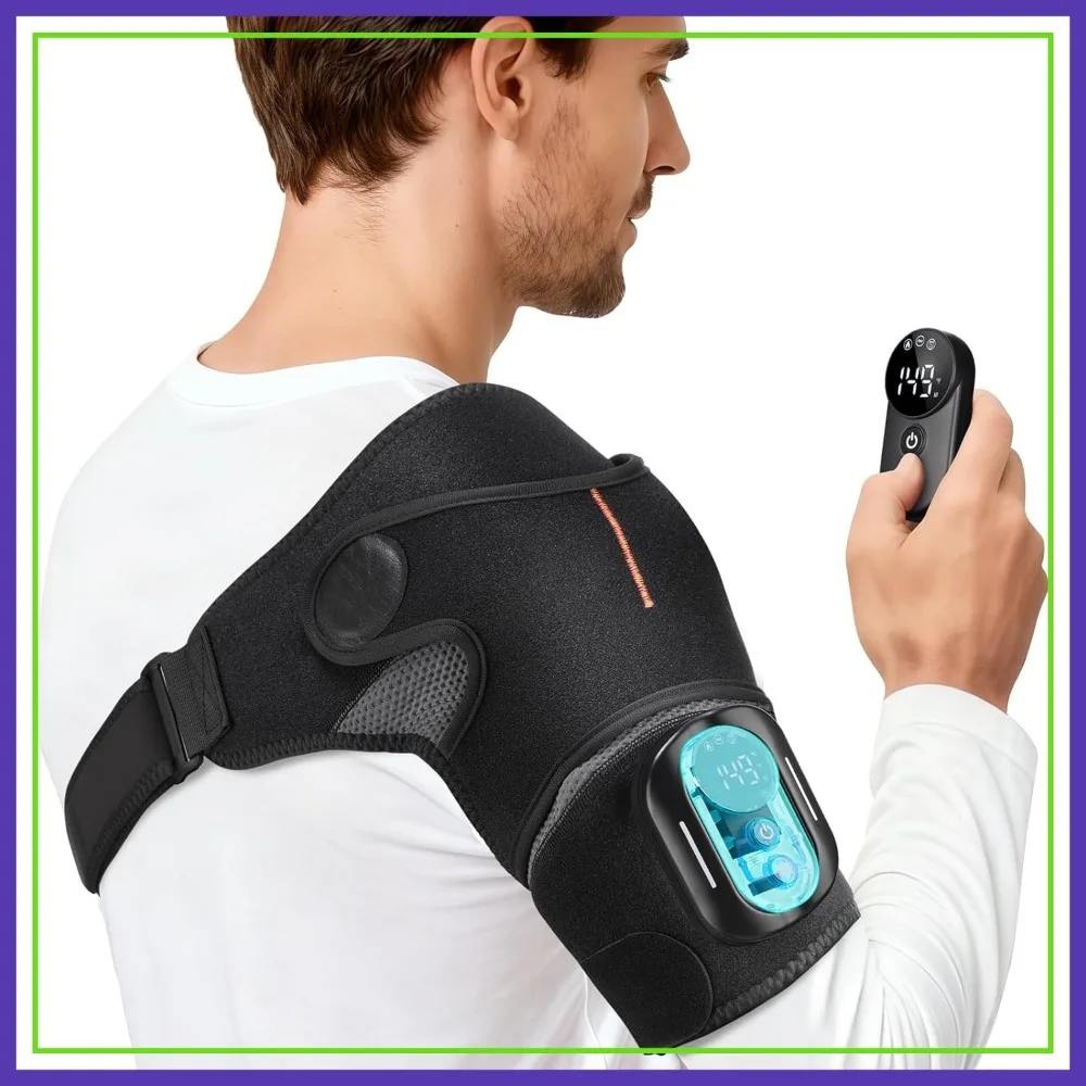 

Cordless Shoulder Heating Pad with Massage, Portable Heated Shoulder Wrap for Pain Relief, 5 Heat & Vibration Levels