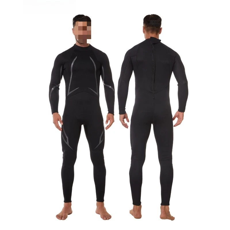 New 3mm men's one-piece wetsuit, long-sleeve surfing long cold-resistant snorkeling winter swimsuit