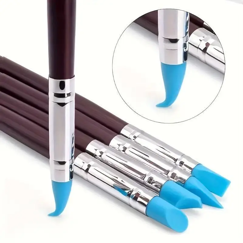 1/10/15 Pcs/Set Dual Ended Rhinestone Nail Art Silicone Pen Sculpture Pen/3D Flower Carving/Dotting Nail Tool Manicure Brush