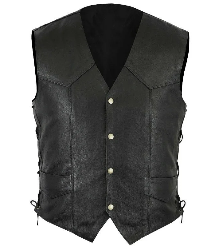Veste en cuir rétro pour homme - haut sans manches - style disciplinaire - chevalier médiéval - vest