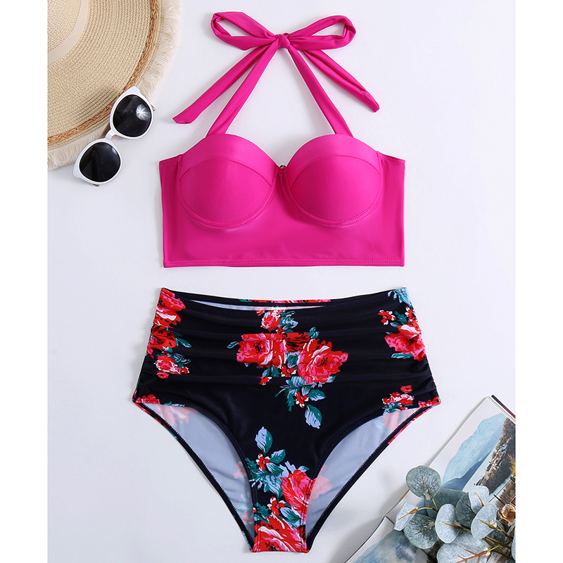  Bikini Sexy Suit Lingerie Beach Vacation Casual Halter Neck Crop Top Short Triangle Pants New In Sets Women Clothes Lady Trend 