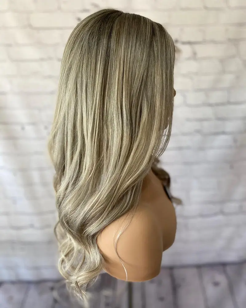 باروكات علوية من الدانتيل الصناعي باللون البني الكراميل مع جذور داكنة، مزيج الألوان العصرية، ألياف سمراء، مظهر واقعي، خط شعر طبيعي