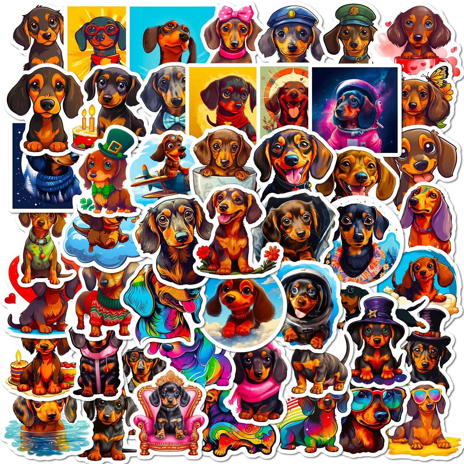 10/25/50pcs Lovely Cute Pet Dog Stickers Animal for DIY Suitcase Water Bottle Phone Laptop Guitar Car Helmet Skateboard