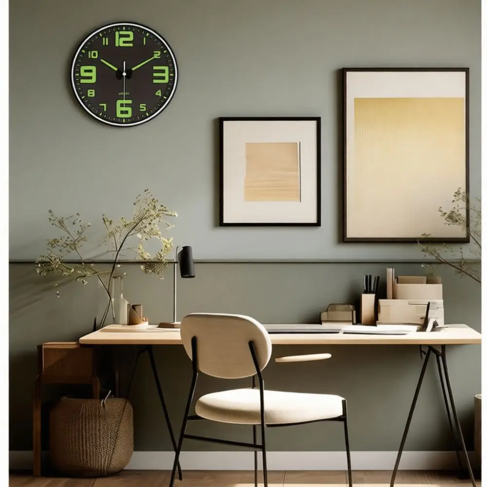 8 Inch Luminous Wall Clock Silent Quartz Modern Round Timepiece Battery Operated Decorative Clock For Living Room Bedroom Office