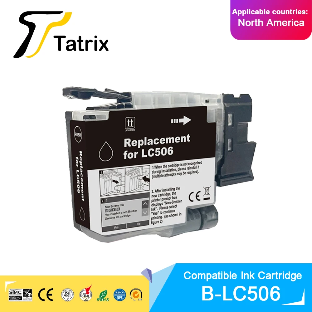 Tatrix Standard Capacity LC506 506 Compatible Ink Cartridge For Brother MFC-J4355DW/MFC-J4555DW/MFC-J4557DW/MFC-J6560DW Printer