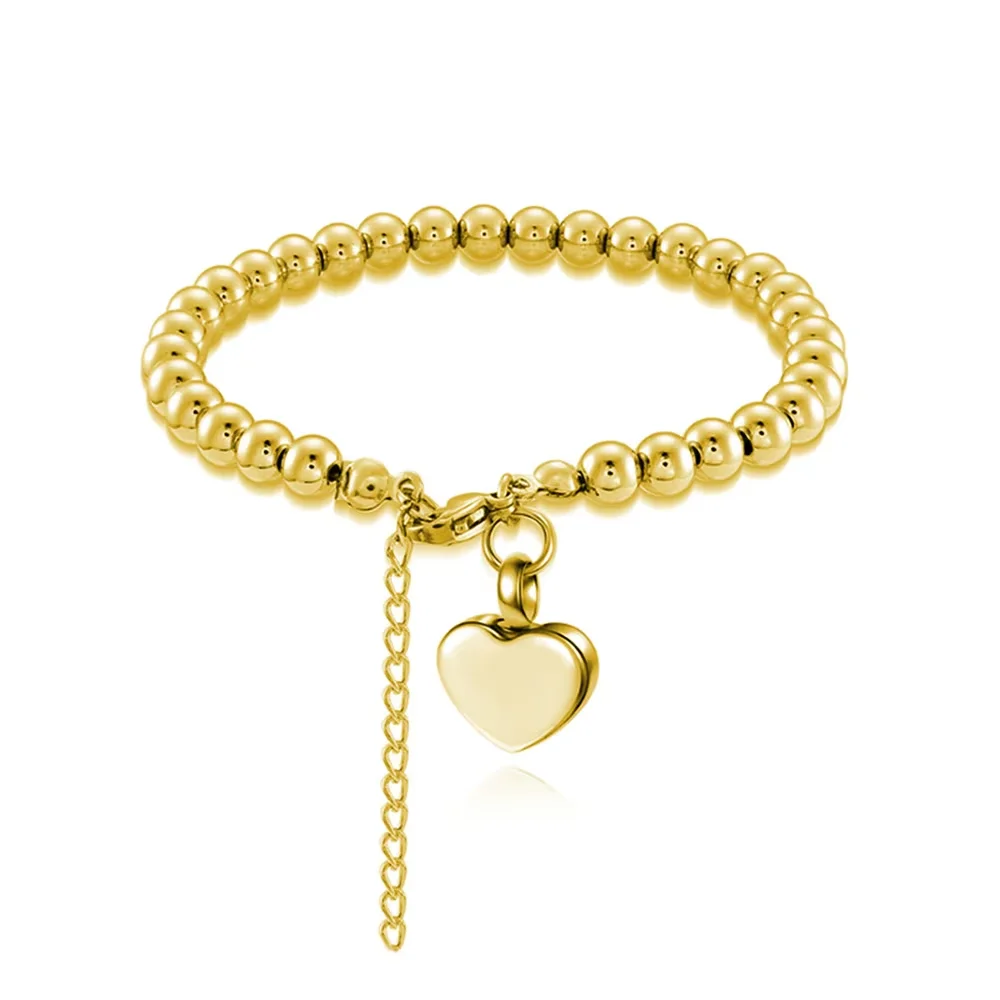 Herzförmiges Urnen-Armband aus Edelstahl mit türkisfarbenen Perlen, dehnbares Armband für Asche, Geschenk für Frauen – Detail 13