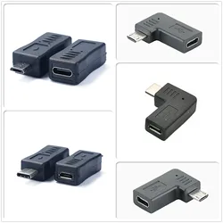 Right Angle Type C To Micro USB Adapter USB C to USB  Adaptador Male to Female Connector 90 Degree M/F