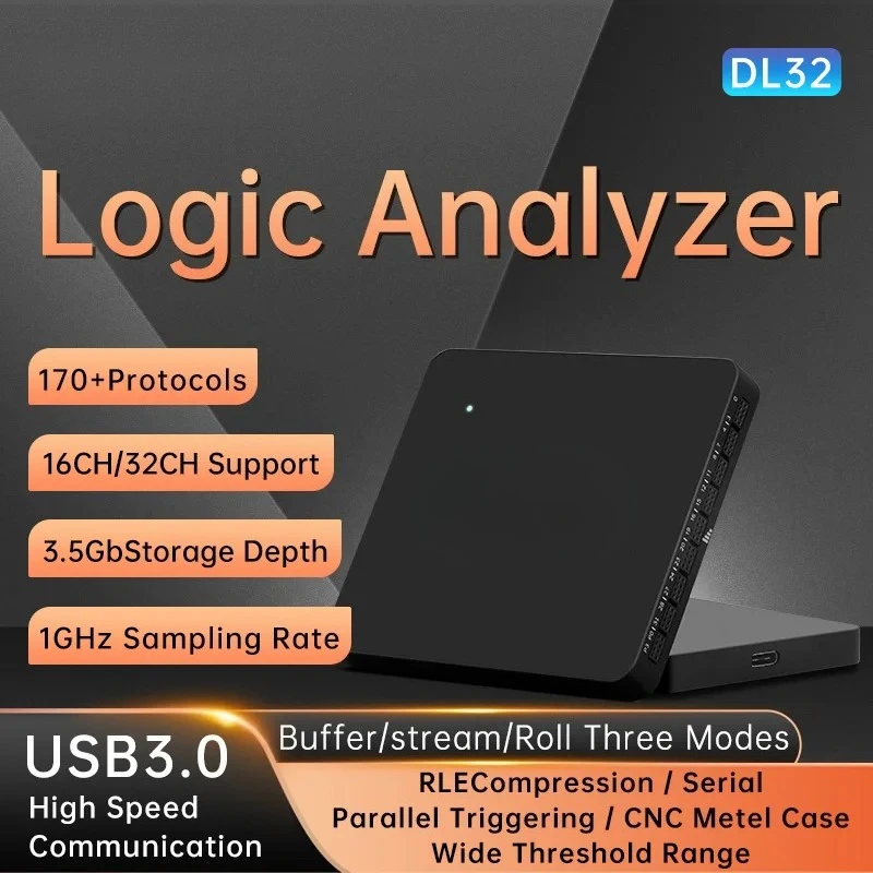 Logic Analyzer DL32 32Channels USB3.0 Protocol Debug Protocol Decoding Software 1G Max Sample Rate Logic Analyzer Tools