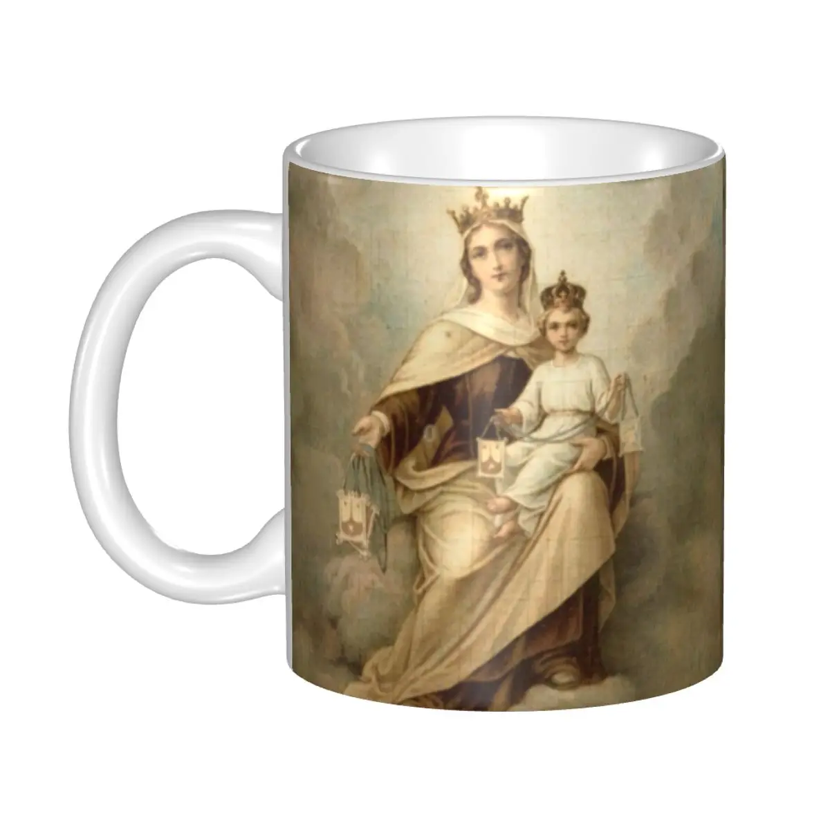 

Custom Our Lady Of Mount Carmel Mug DIY Catholic Virgin Mary Ceramic Milk Tea Coffee Cups