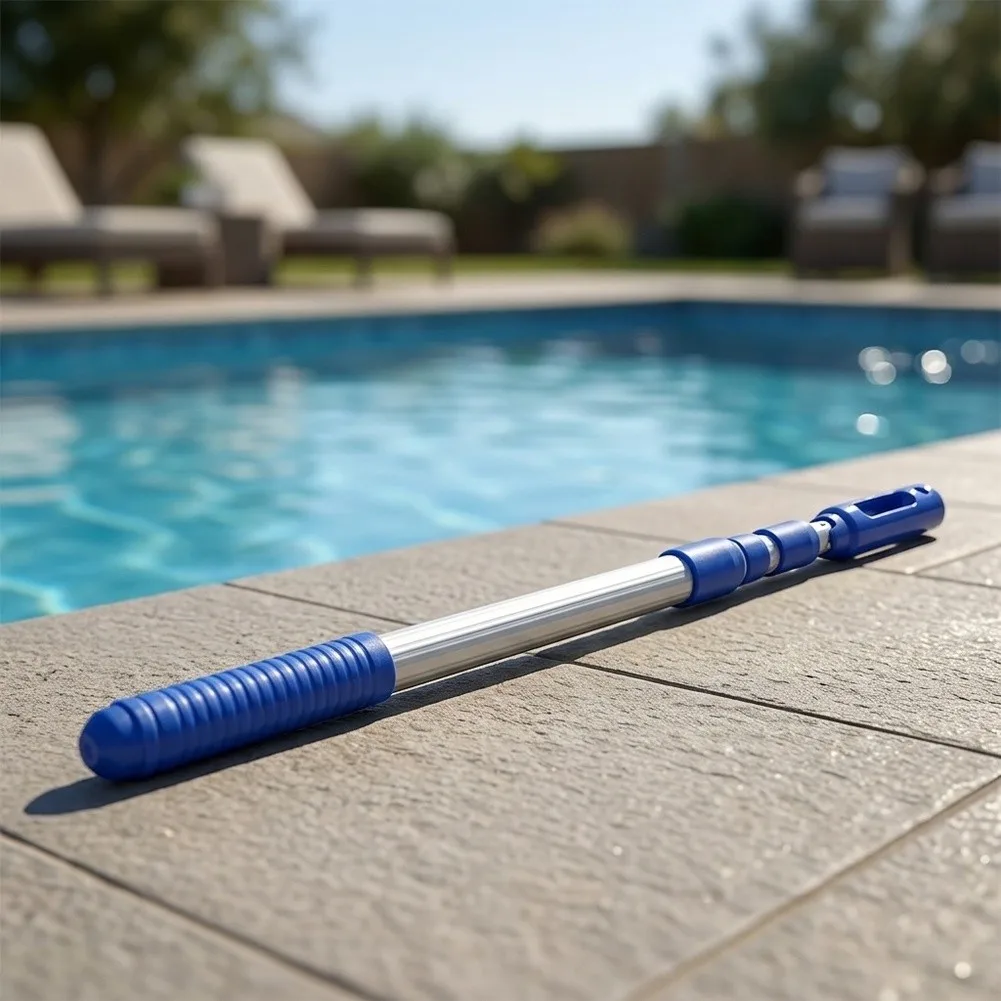 Swimming Pool Extender Adjustable Cleaning Pole For Thorough Pool Cleaning Silver Three-section Design Sturdy Construction
