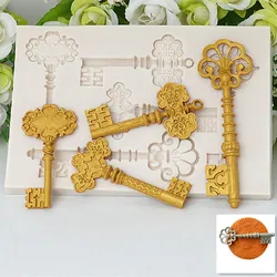 Retro Key Fondant Silicone Mold Variety Of Key Lock Cake Decoration Creative Diy Baking Chocolate Mold