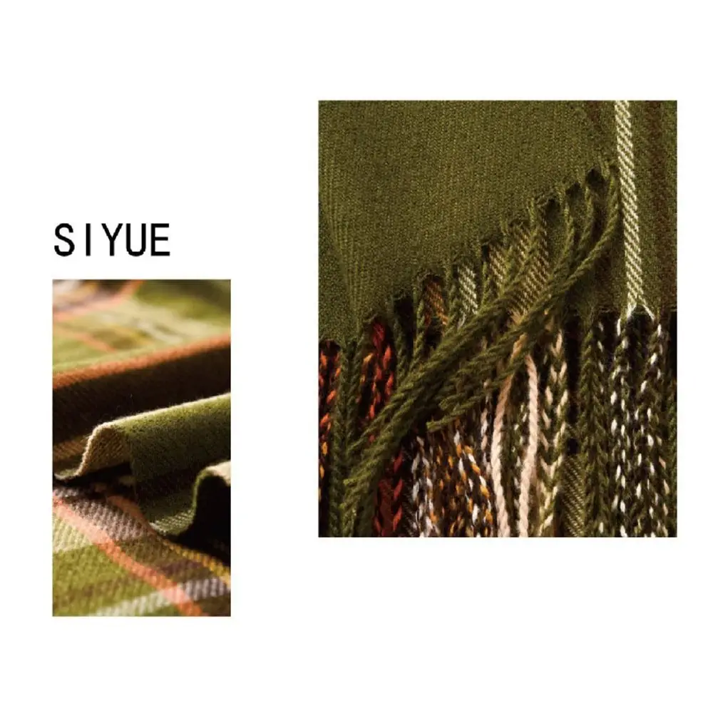 180*68cm Imitation Cashmere Scarf Vintage Plaid Printed Preppy Style Women's Wraps Shawl Comfortable Neck Warmer Wrap