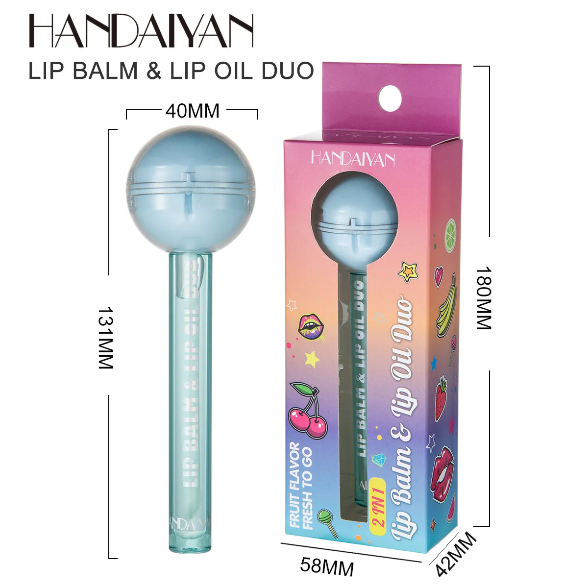 Lip Balm & Oil Duo Value Lip Balm & Moisturizing Lip Gloss 2-in-1 Lollipop Change with Temperature Lipstick, 6g+1.8ml