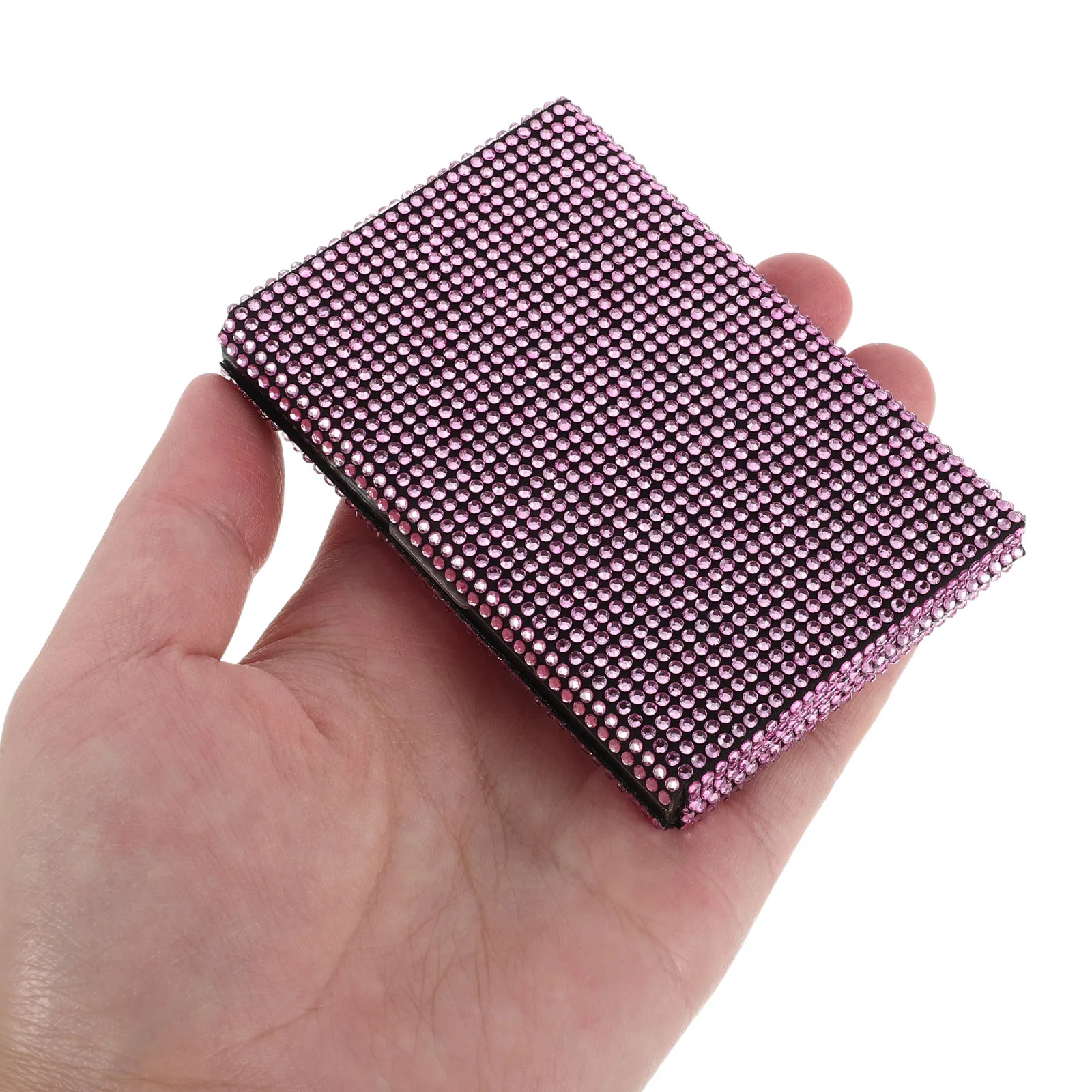 

Bling Rhinestone Business Card Holder Case Metal Name Card Organizer 3.89X2.71X0.61 For Purse Pocket Office Travel