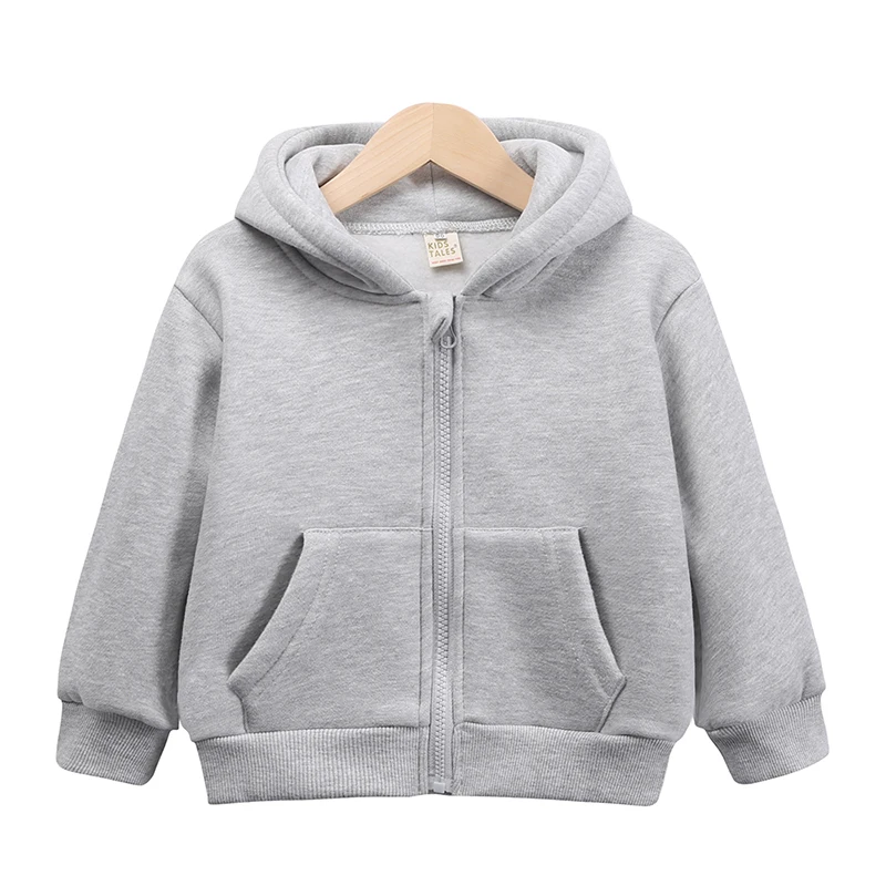 Kinder Fleece-Kapuzenjacke Einfarbig Baumwolle Jungen Mädchen Warme Winterkleidung für Kleinkinder Dicke Oberbekleidung Koreanisches Sweatshirt – Detail 1