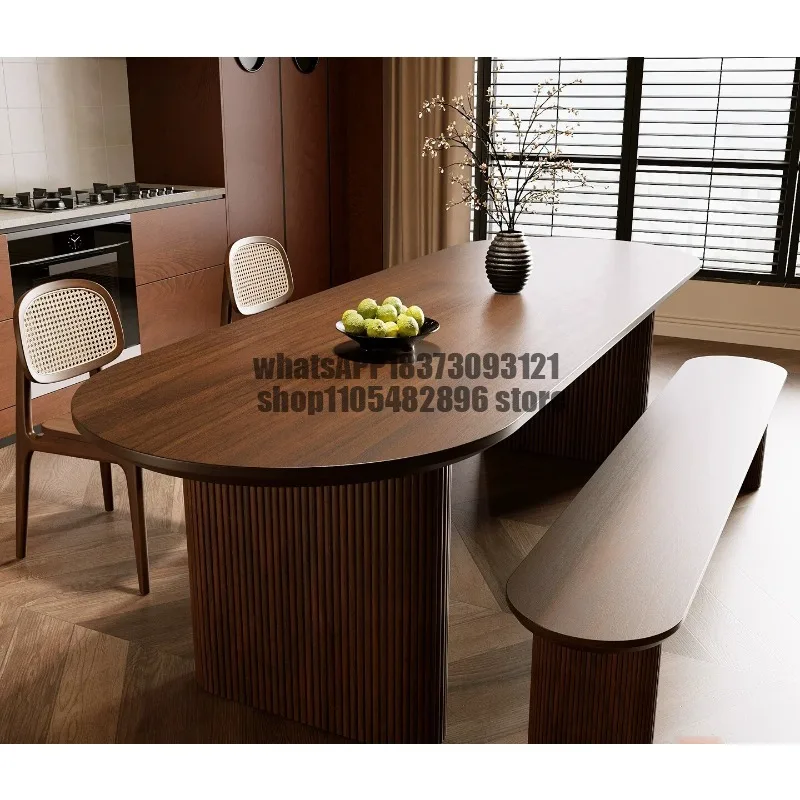 Solid wood dining table in the ancient style, dining table oval to the living room large long desk, work table