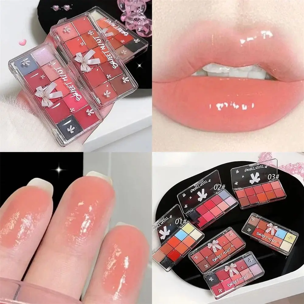 Fai da te miscelazione colore labbra gelatina lip gloss tavolozza 10 colori tazza non appiccicosa idratante rossetto tavolozza acqua gloss idratante