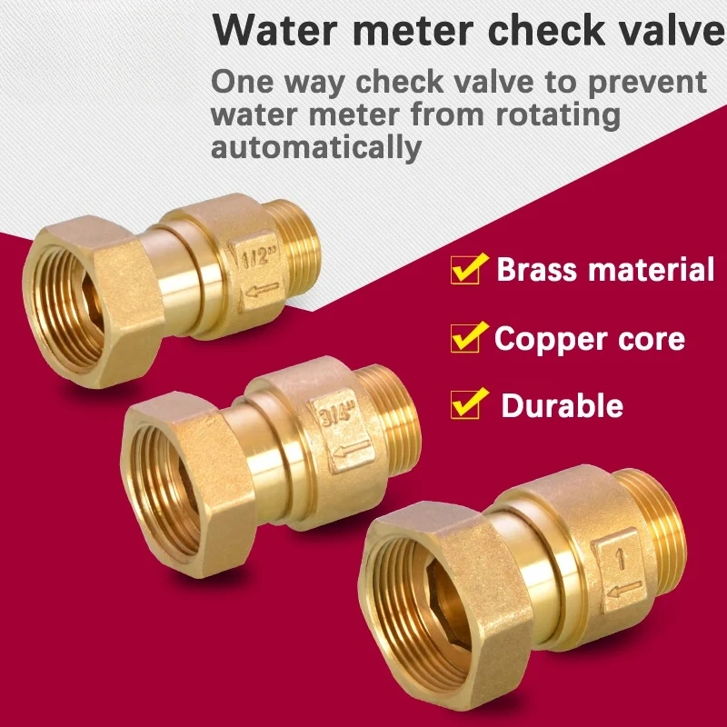 

Обратный клапан для счетчика воды Вертикальный бытовой антиобратный поток 1⁄ 2", 3⁄ 4 "1" Латунный горизонтальный обратный клапан Пружинный обратный фитинг