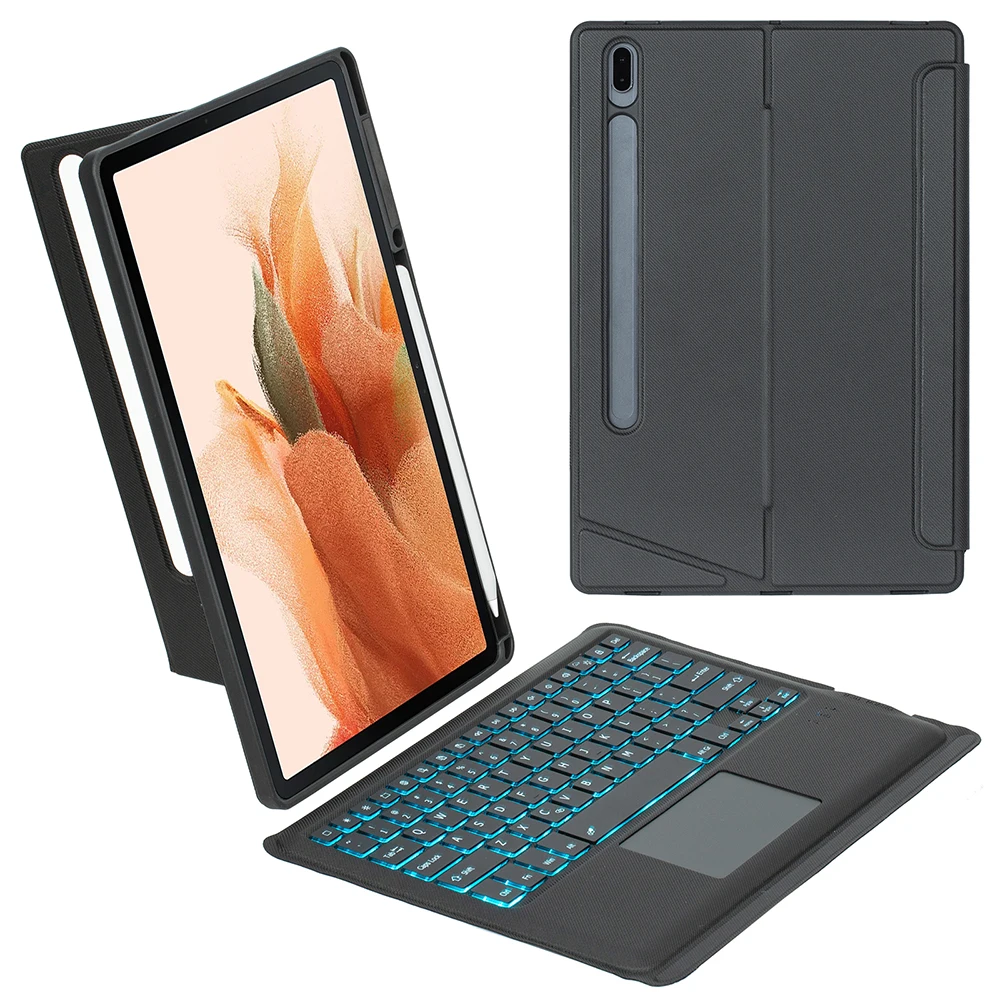 

T970B-AS for Samsung Galaxy Tab S7+ T970 / S7 FE T730 / S8+ X800 Detachable Bluetooth-compatible Keyboard Smart Tablet Case