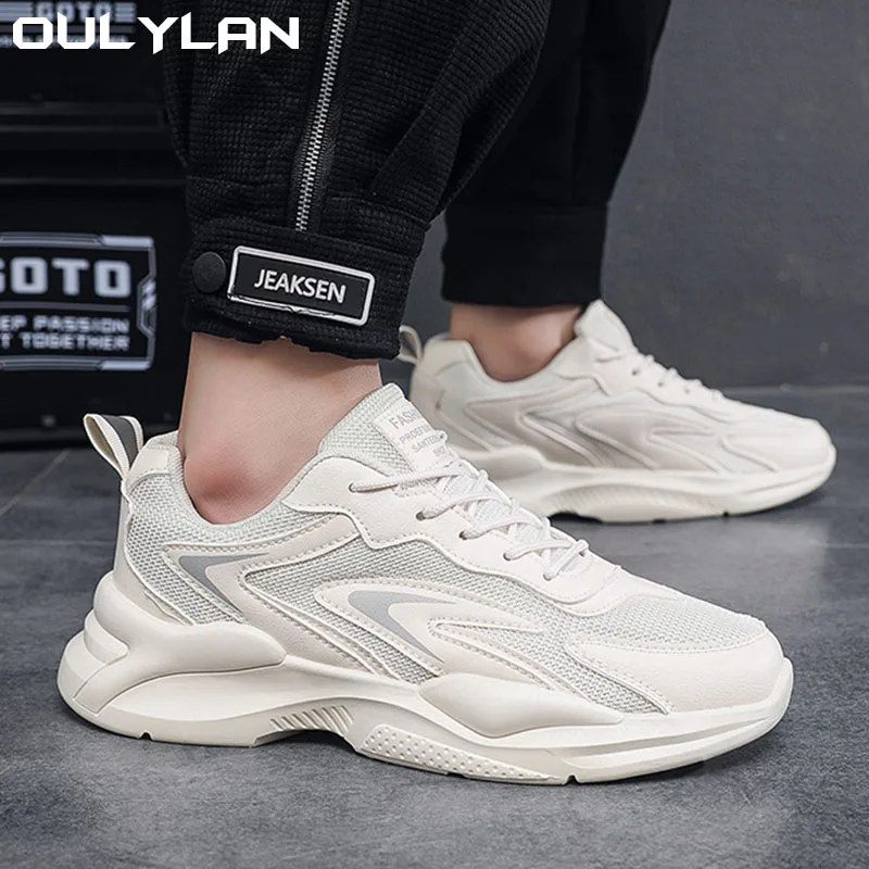 Oulylan Breathable Casual Board Shoes Men's Shoes Spring Summer Canvas Men's 2024 New Fashion Trend White Shoes Sneakers