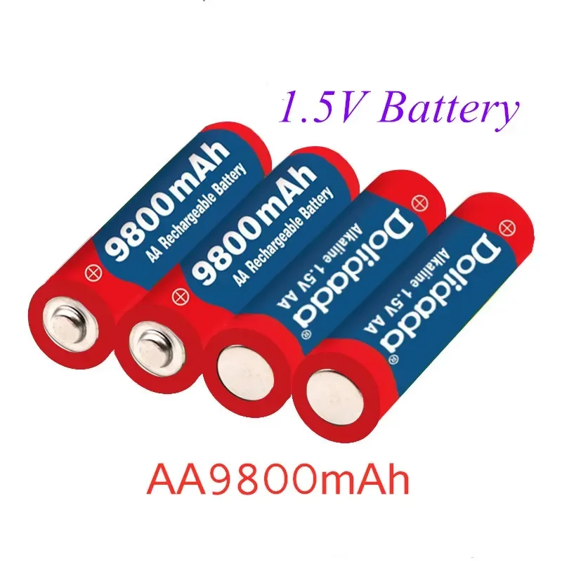 100% New AA 9800 MAH rechargeable battery AA 1.5 V. Rechargeable New Alcalinas drummey for toy light emitting diode