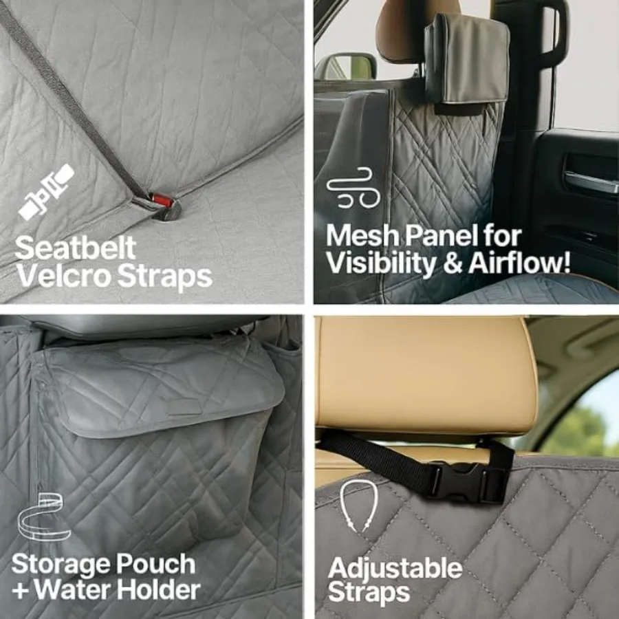 Dog Car Seat Cover for Back Seat - Car Floor Cover for Dogs - Non-Slip Backing - Travel ith Your Pet Mess Free - Universal Fit